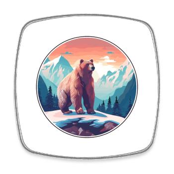 Ours Aquarelle Dessin Animé Kawaii Animal De Compagnie Coloré - Magnet carré - blanc - Devant