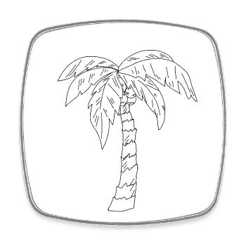 Dessin de palmier - Magnet carré - blanc - Devant