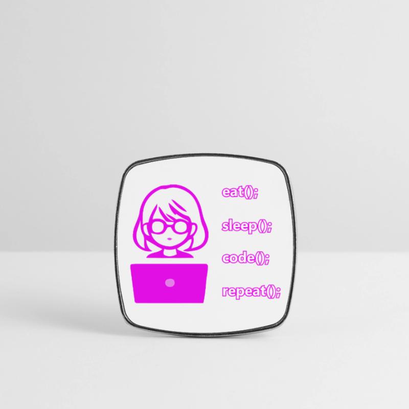 eat sleep code repeat woman computer Square fridge magnet