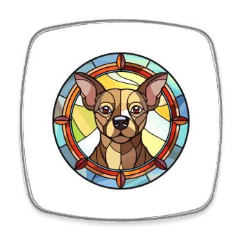 Alopekis Dog Breed Stained Glass Colorful Watercol - Square fridge magnet - white - Front