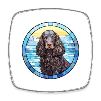 American Water Spaniel Dog Breed Stained Glass Col - Square fridge magnet - white - Front