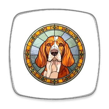Artois Hound Dog Breed Stained Glass Colorful Wate - Square fridge magnet - white - Front