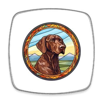 Auvergne Pointing Dog Breed Stained Glass Colorful - Square fridge magnet - white - Front