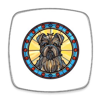 Affenpinscher Dog Breed Stained Glass Colorful Wat - Square fridge magnet - white - Front