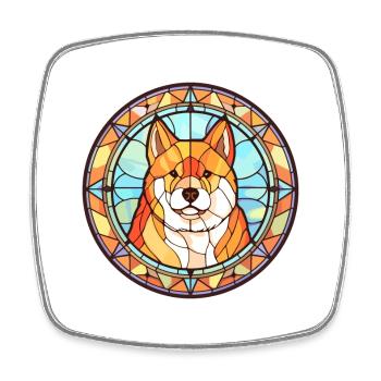 Akita Inu Hunderasse Buntes Glas Buntes Wasserco - Viereckiger Kühlschrankmagnet - Weiß - Vorne