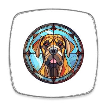 Alpine Mastiff Dog Breed Stained Glass Colorful Wa - Square fridge magnet - white - Front