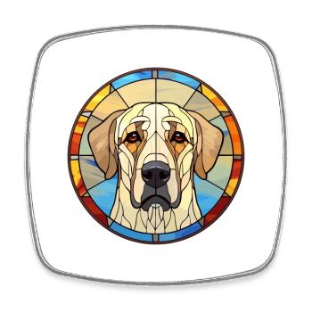 Anatolian Shepherd Dog Breed Stained Glass Colorfu - Square fridge magnet - white - Front
