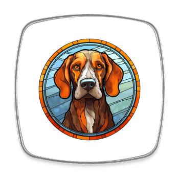 Ariege Pointer Dog Breed Stained Glass Colorful Wa - Square fridge magnet - white - Front