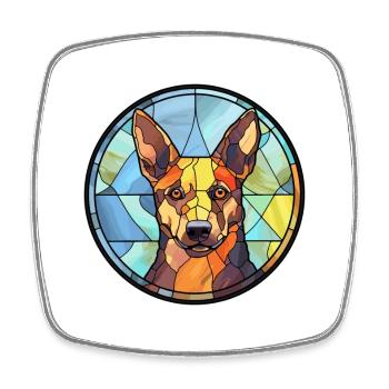 Australien Kelpie chien race vitrail coloré - Magnet carré - blanc - Devant