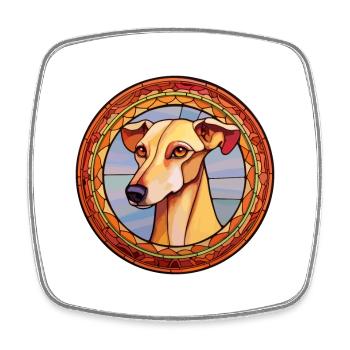 Azawakh chien race vitrail coloré Watercolo - Magnet carré - blanc - Devant