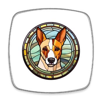 Basenji Dog Breed Stained Glass Colorful Watercolo - Square fridge magnet - white - Front