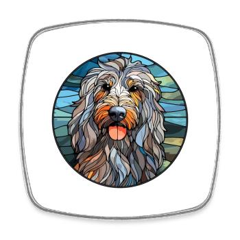 Bergamasco Hunderasse Buntes Glas Buntes Wasser - Viereckiger Kühlschrankmagnet - Weiß - Vorne