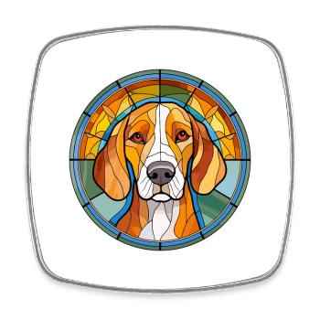American Foxhound Hunderasse Buntglas Bunt - Viereckiger Kühlschrankmagnet - Weiß - Vorne