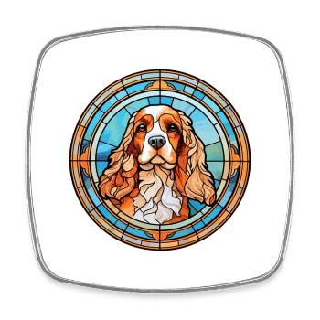 American Cocker Spaniel chien race vitrail Co - Magnet carré - blanc - Devant