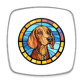 American Waterhound Dog Rasse Buntglas Farbe - Viereckiger Kühlschrankmagnet - Weiß - Vorne