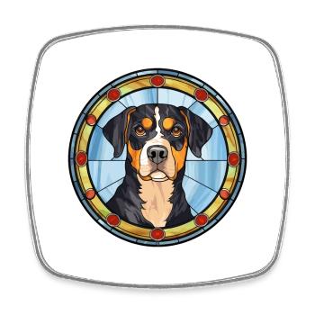 Appenzeller Sennenhund Hunderasse Glasmalerei - Viereckiger Kühlschrankmagnet - Weiß - Vorne