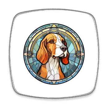 Austrian Brandlbracke Dog Breed Stained Glass Colo - Square fridge magnet - white - Front