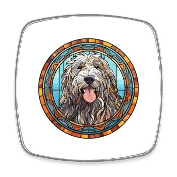 Bergamasco Schäferhund Hunderasse Buntglas Farbe - Viereckiger Kühlschrankmagnet - Weiß - Vorne