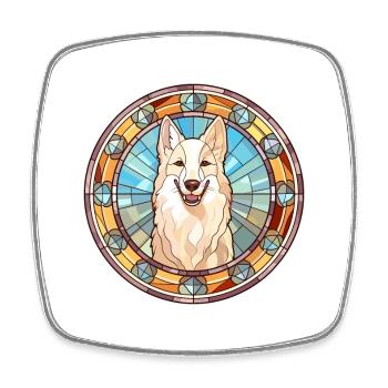 Berger Blanc Suisse Hunderasse Buntglas Colorf - Viereckiger Kühlschrankmagnet - Weiß - Vorne