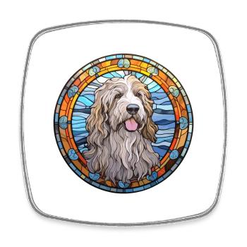 Bergamasco Schäferhund Rasse Buntglas Colorf - Viereckiger Kühlschrankmagnet - Weiß - Vorne