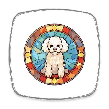 Bichon Frise chien race vitrail coloré Wate - Magnet carré - blanc - Devant