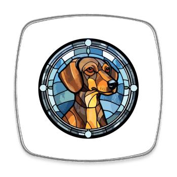 Braque Francais chien race vitrail coloré W - Magnet carré - blanc - Devant