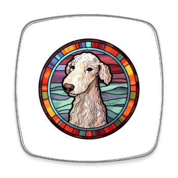 Bedlington Terrier Dog Breed Stained Glass Colorfu - Square fridge magnet - white - Front