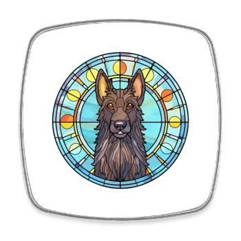 Chien de berger belge chien race vitrail coloré - Magnet carré - blanc - Devant