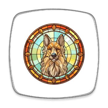 Belge Tervuren chien race vitrail coloré - Magnet carré - blanc - Devant