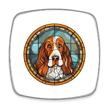 Basset Fauve De Bretagne Dog Breed Stained Glass C - Square fridge magnet - white - Front