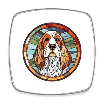 Basset Griffon Vendeen Hunderasse Buntglas Col - Viereckiger Kühlschrankmagnet - Weiß - Vorne