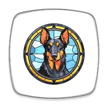 Beauceron Hunderasse Buntes Glas Buntes Wasserco - Viereckiger Kühlschrankmagnet - Weiß - Vorne