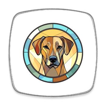Black Mouth Cur Dog Breed Stained Glass Colorful W - Square fridge magnet - white - Front