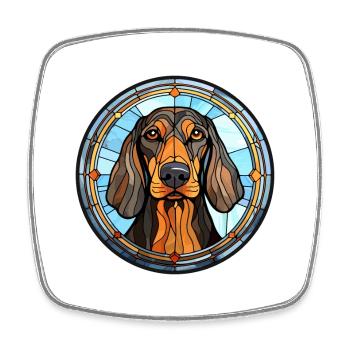Noir et Tan Coonhound chien race vitrail Co - Magnet carré - blanc - Devant