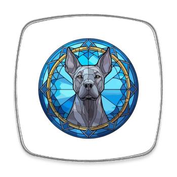 Bleu Thai Ridgeback chien race vitrail Colorf - Magnet carré - blanc - Devant