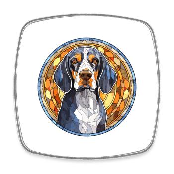 Bluetick Coonhound Dog Breed Stained Glass Colorfu - Square fridge magnet - white - Front
