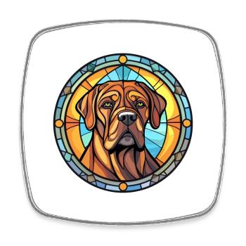 Brasilianische Dogge Hunderasse Buntglas Bunt - Viereckiger Kühlschrankmagnet - Weiß - Vorne
