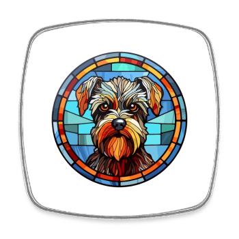 Brikett Griffon Vendeen Hunderasse Buntglas Co - Viereckiger Kühlschrankmagnet - Weiß - Vorne