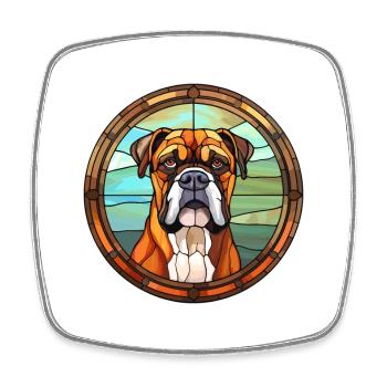 Bull Boxer Hund Rasse Buntes Glas Buntes Wasser - Viereckiger Kühlschrankmagnet - Weiß - Vorne