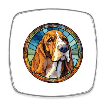 Bruno Jura Jagdhund Hunderasse Buntglas Bunt - Viereckiger Kühlschrankmagnet - Weiß - Vorne