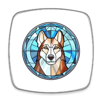 Kanadische Labrador Husky Hunderasse Buntglas Co - Viereckiger Kühlschrankmagnet - Weiß - Vorne