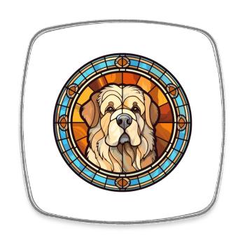 Caucasian Ovcharka Dog Breed Stained Glass Colorfu - Square fridge magnet - white - Front