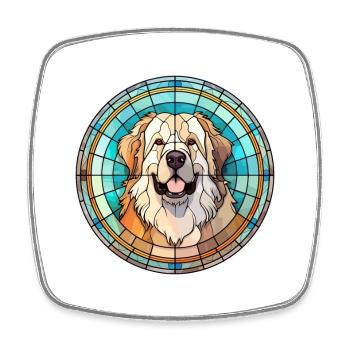Caucasian Shepherd Dog Breed Stained Glass Colorfu - Square fridge magnet - white - Front
