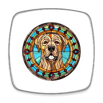 Central Asian Shepherd Dog Breed Stained Glass Col - Square fridge magnet - white - Front