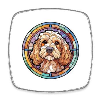 Cockapoo chien race vitrail coloré Watercol - Magnet carré - blanc - Devant