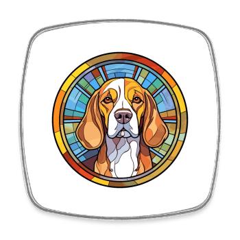 Beagle Harrier Hunderasse Buntes Glas Bunt Wa - Viereckiger Kühlschrankmagnet - Weiß - Vorne