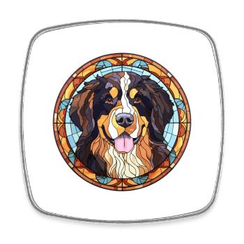 Berner Laufhund Dog Breed Stained Glass Colorful W - Square fridge magnet - white - Front