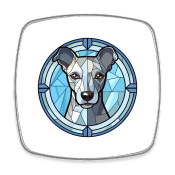 Blauer Paul Terrier Hunderasse Buntglas Bunt - Viereckiger Kühlschrankmagnet - Weiß - Vorne