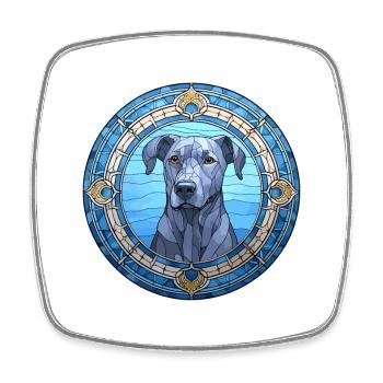 Bleu dentelle chien race vitrail coloré Waterco - Magnet carré - blanc - Devant