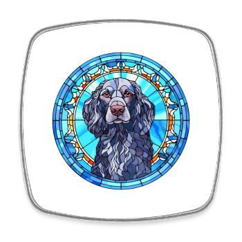 Blaue Picardie Spaniel Hunderasse Buntglas Farbe - Viereckiger Kühlschrankmagnet - Weiß - Vorne